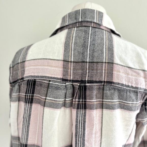 Van's Women's Flannel Button Down Shirt Light Pink & Grey XL - Picture 3 of 7